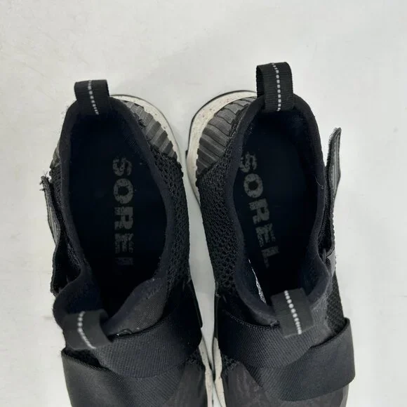 SOREL Women's Kinetic Sneak Laceless Sneakers Black White Sea Salt Size 7.5 - Picture 7 of 8